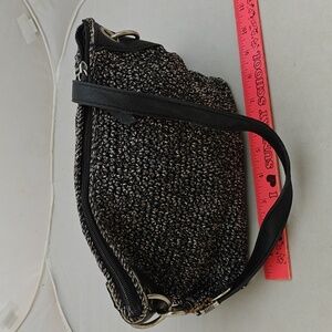 The Sak Metallic Black Woven Wristlet